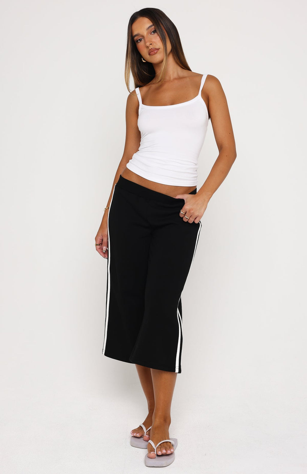 White Fox Stuck In A Daze Capri Track Pants Black