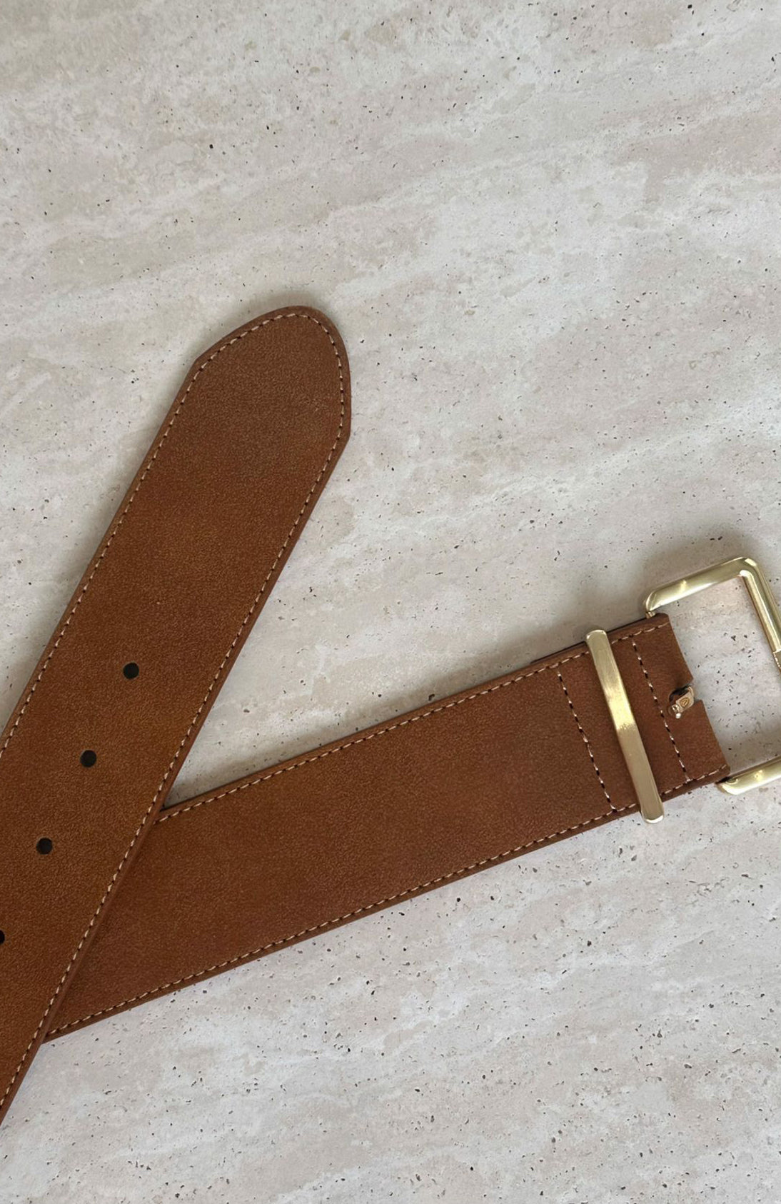 White Fox Robin Belt Tan Faux Suede