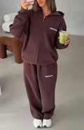 White Fox Core Classic Barrel Leg Sweatpants Chocolate
