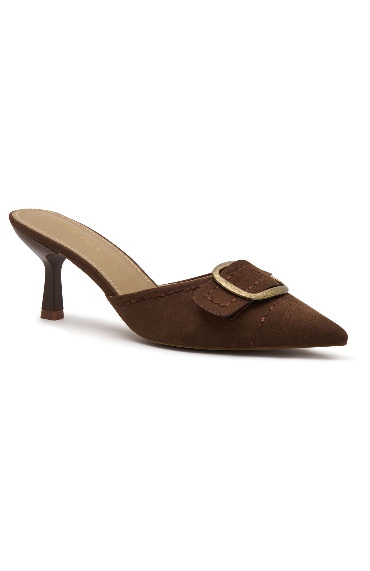 White Fox Gino Mules Chocolate Faux Suede