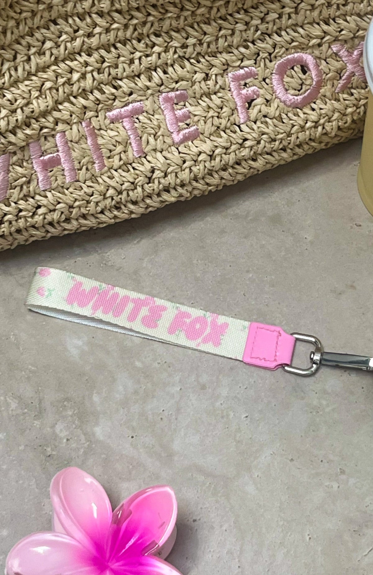 White Fox Standing Out Strap Keychain Lemon Ditsy