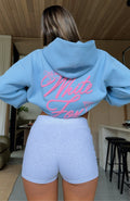 White Fox With Love & Kisses Oversized Hoodie Baby Blue