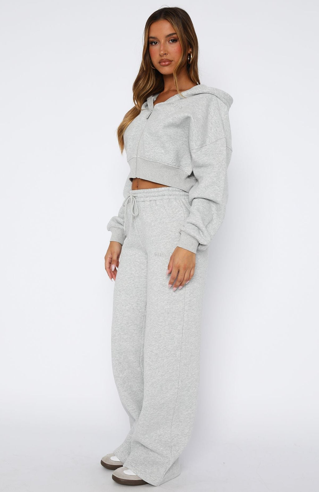 White Fox Stay Lifted Wide Leg Sweatpants Dark Grey Marle