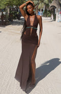 White Fox Jungle Glow Maxi Dress Chocolate