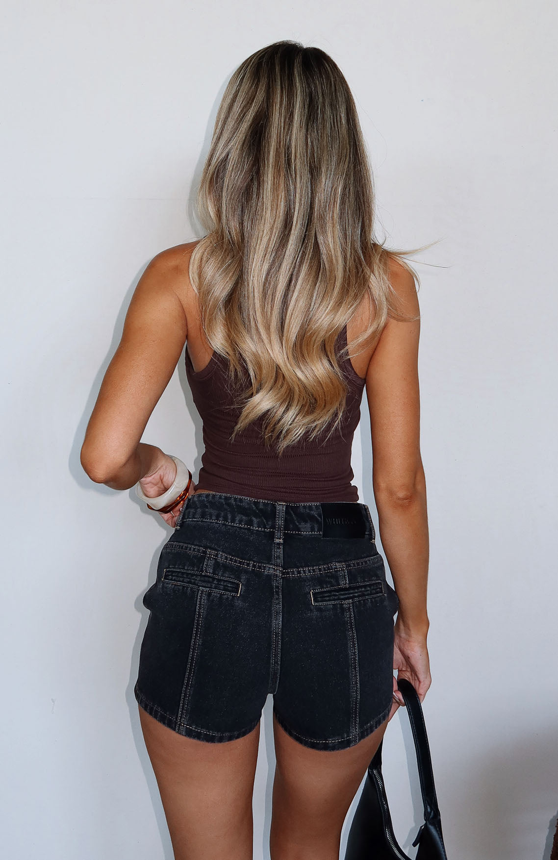 White Fox Whispers Of Us Denim Shorts Black Acid