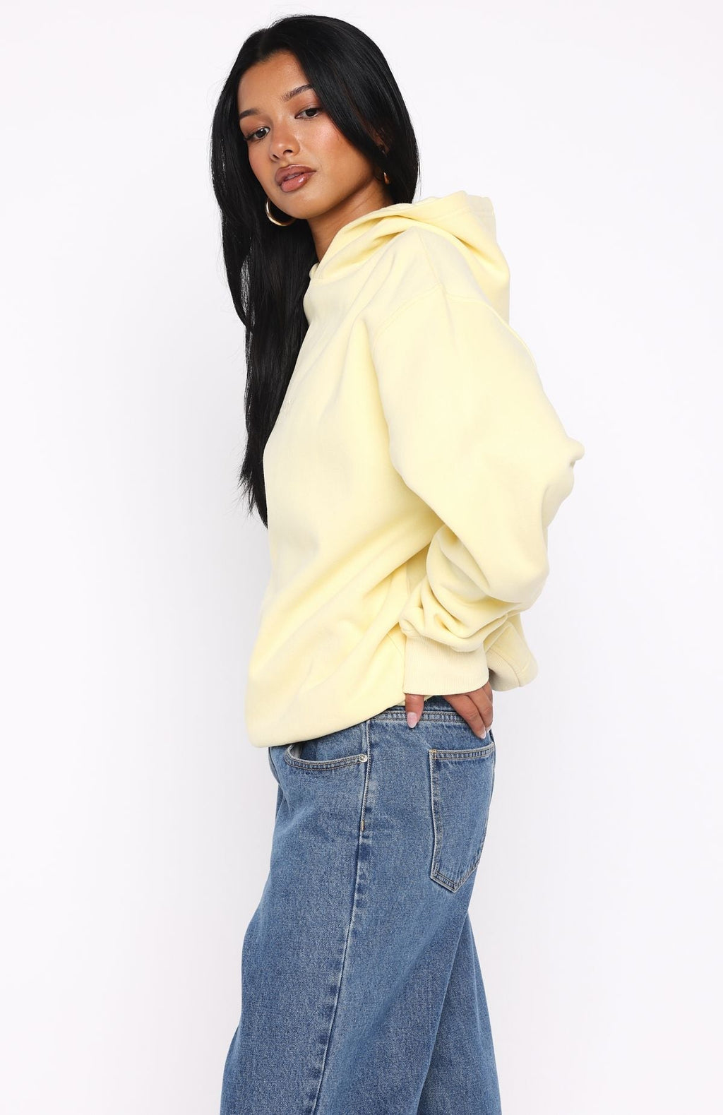 White Fox Stay Lifted Oversized Hoodie Lemon