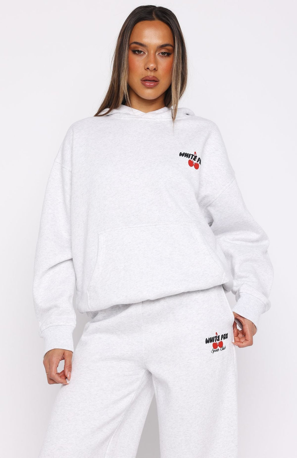 White Fox Club 14 Cassie Boxy Hoodie Grey Marle
