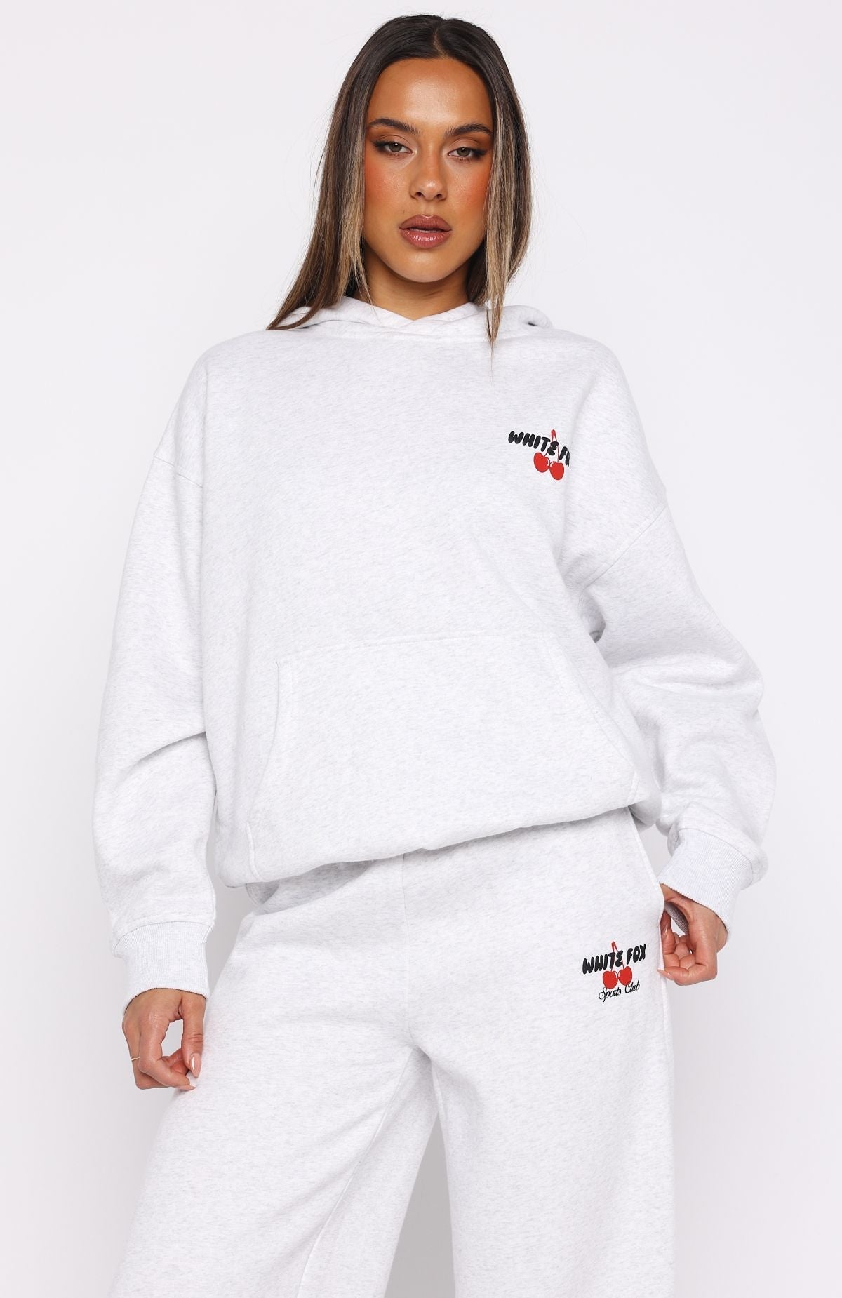 White Fox Club 14 Cassie Boxy Hoodie Grey Marle