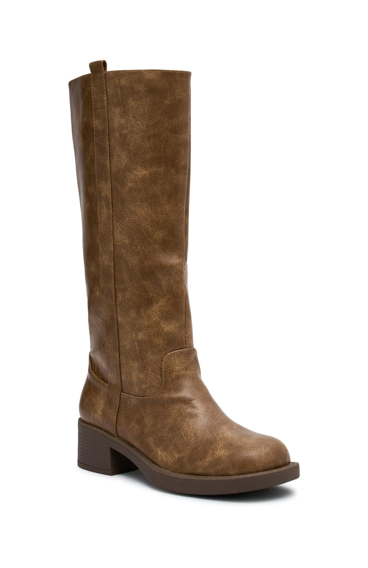 White Fox Lainey Knee High Boots Crinkle Camel