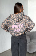 White Fox Offstage Printed Oversized Hoodie Dark Leopard