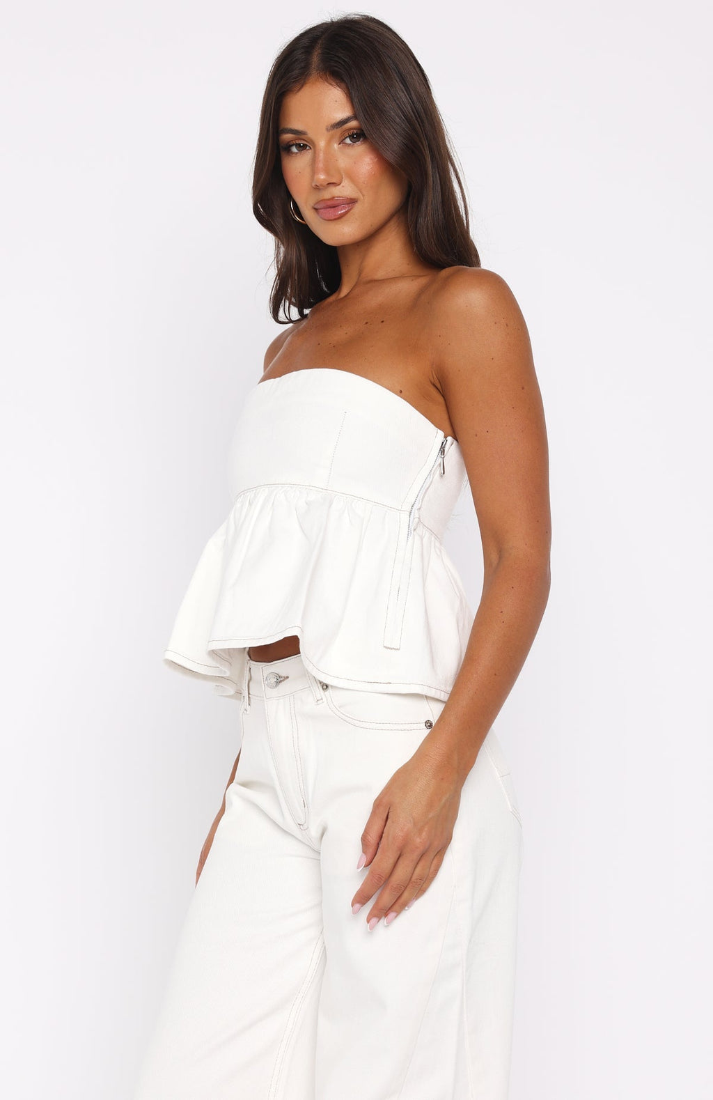 White Fox Dedicated To Growth Denim Top Off White