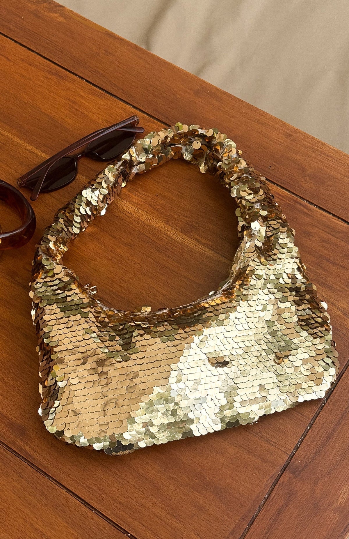 White Fox Kole Sequin Shoulder Bag Gold