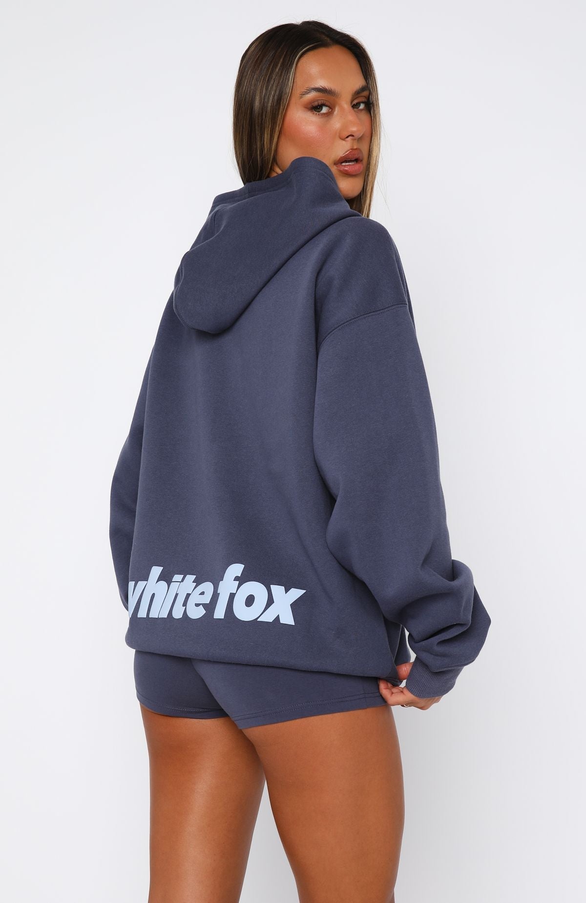 White Fox From The Archives Charli Zip Front Hoodie Navy