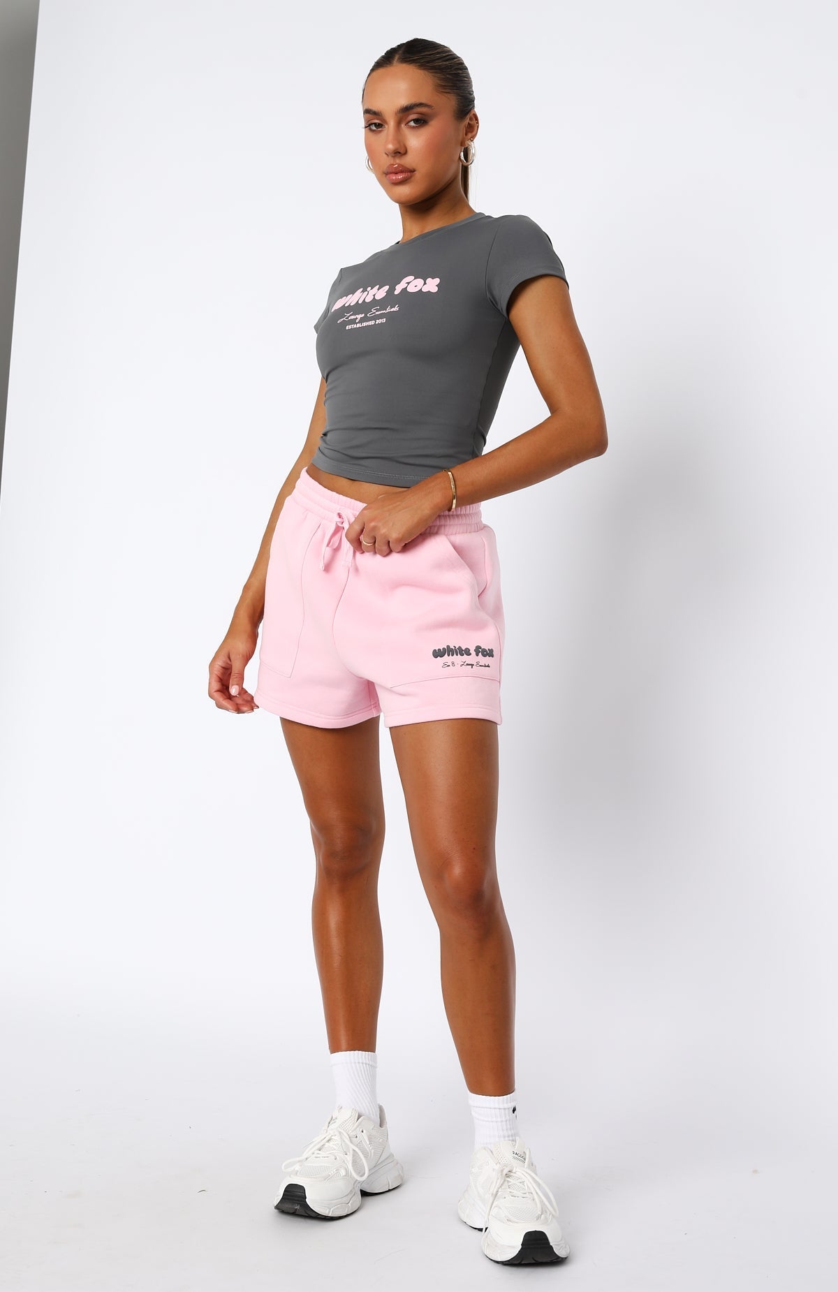 White Fox Era 8 Baby Tee Slate