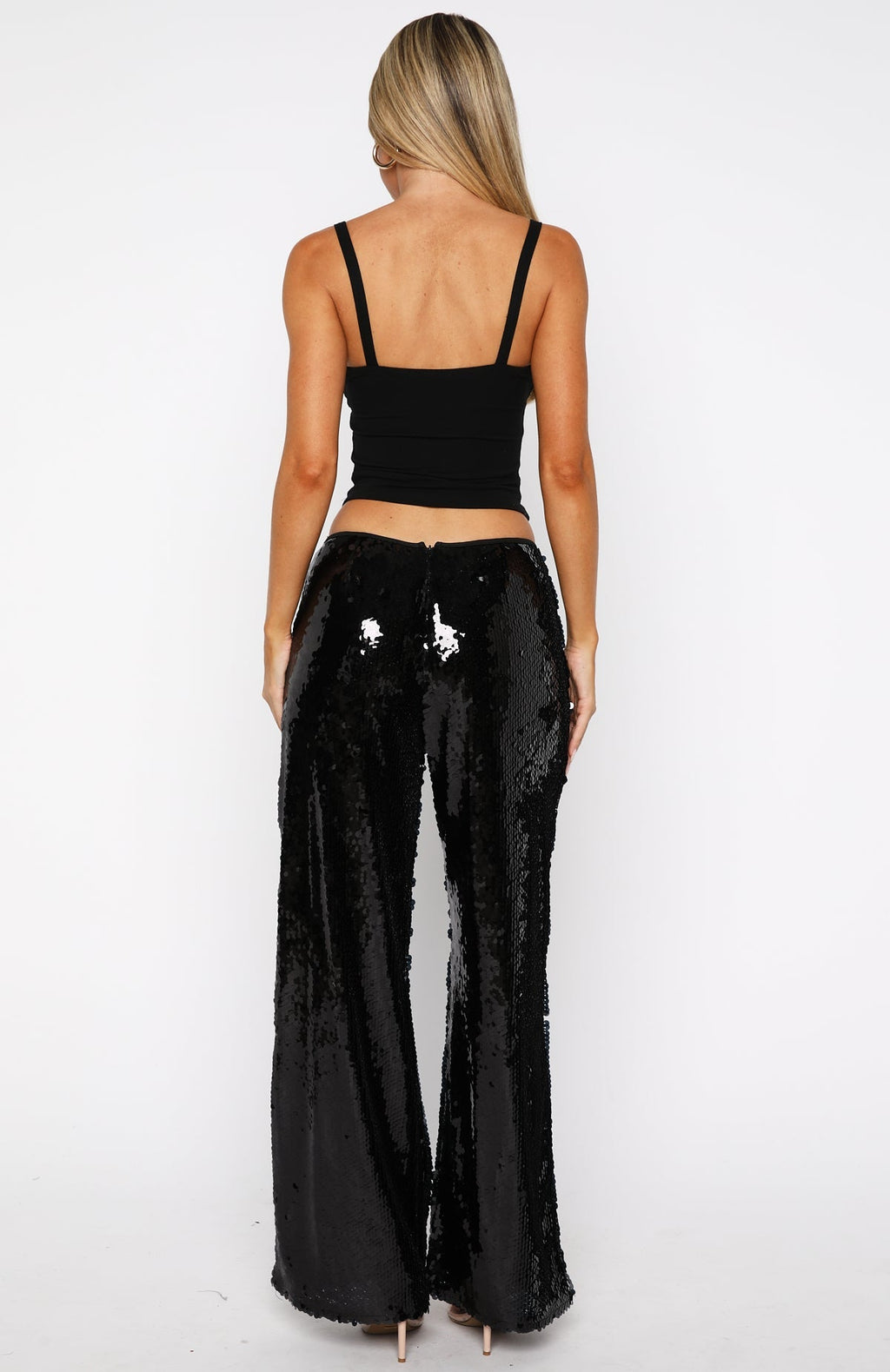 White Fox Caught Up In It Sequin Pants Black