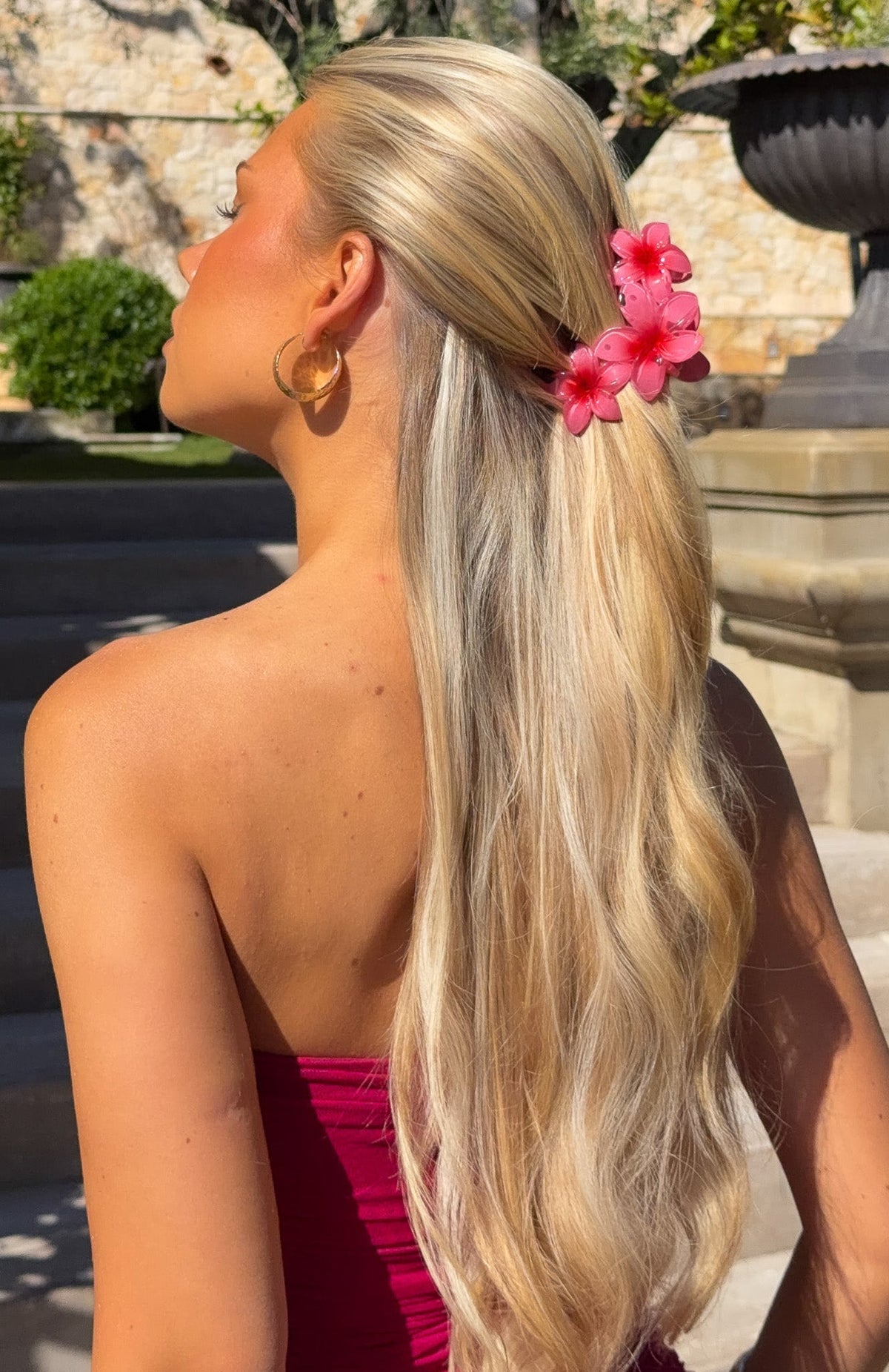 White Fox Parker Hair Clip Hot Pink