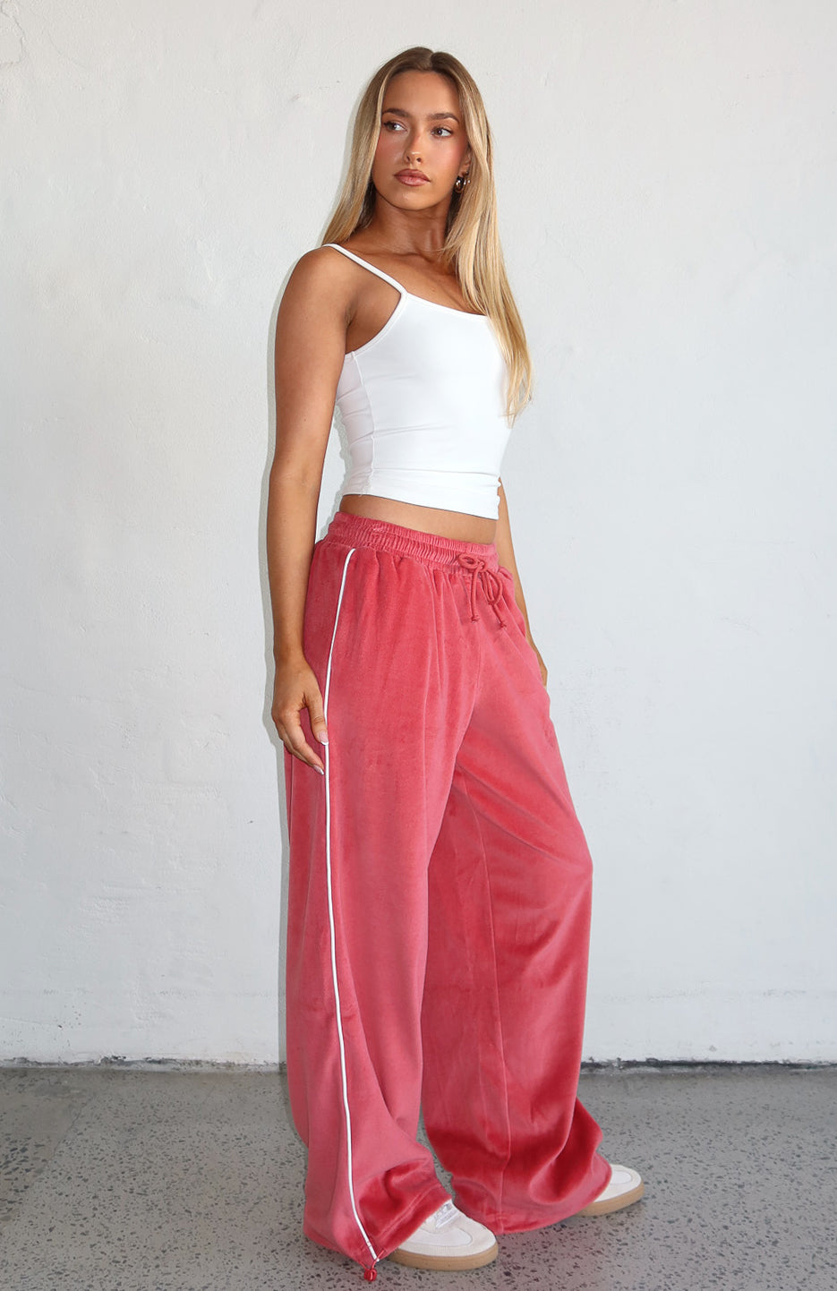 White Fox Soul Fire Velour Pants Red