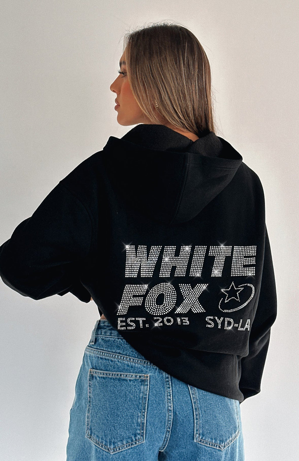 White Fox Always Shining Oversized Hoodie Black