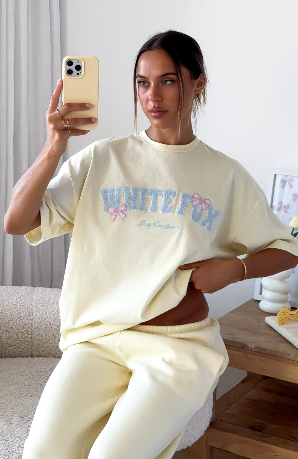 White Fox Daydreamers Madeline Oversized Tee Lemon