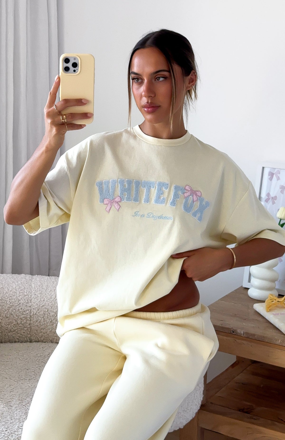 White Fox Daydreamers Madeline Oversized Tee Lemon