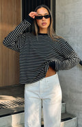 White Fox Touchdown Long Sleeve Tee Black Stripe