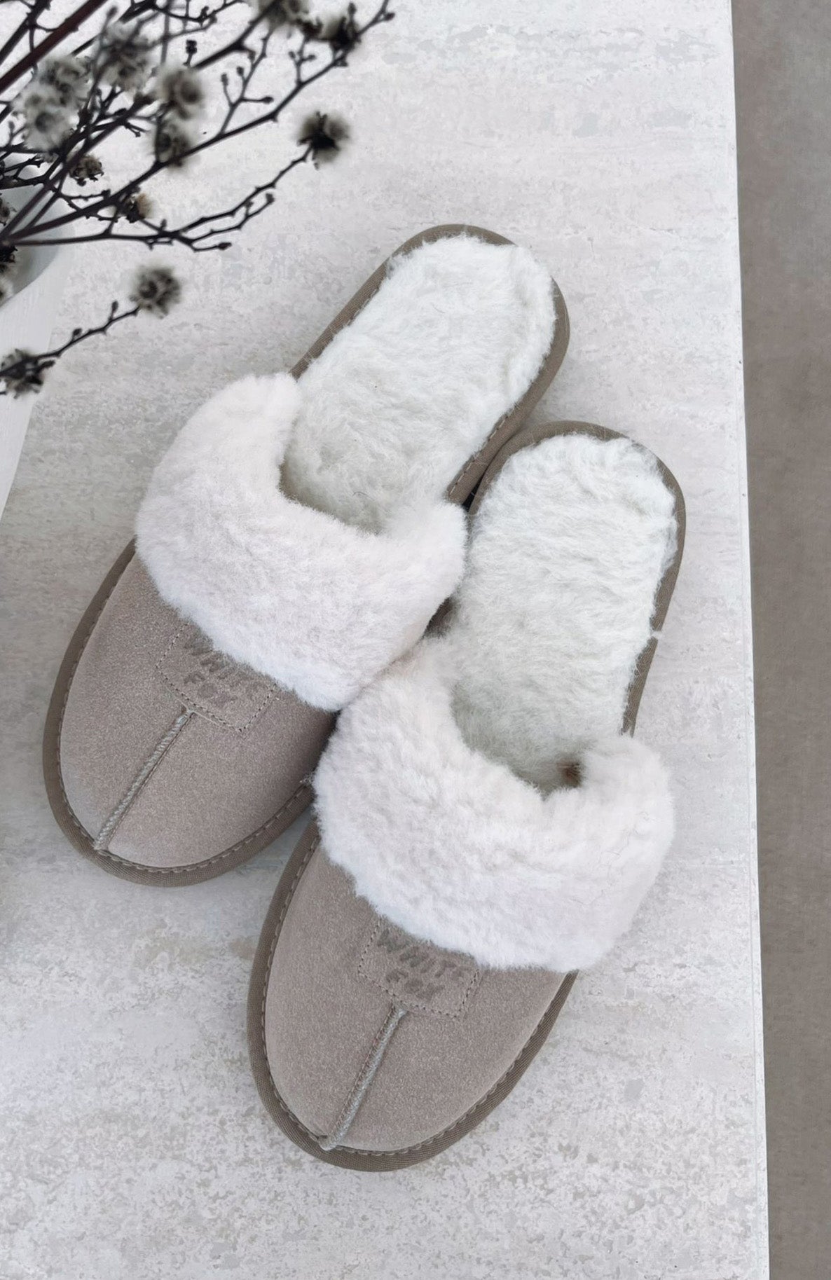 White Fox Grayson Slippers Nude