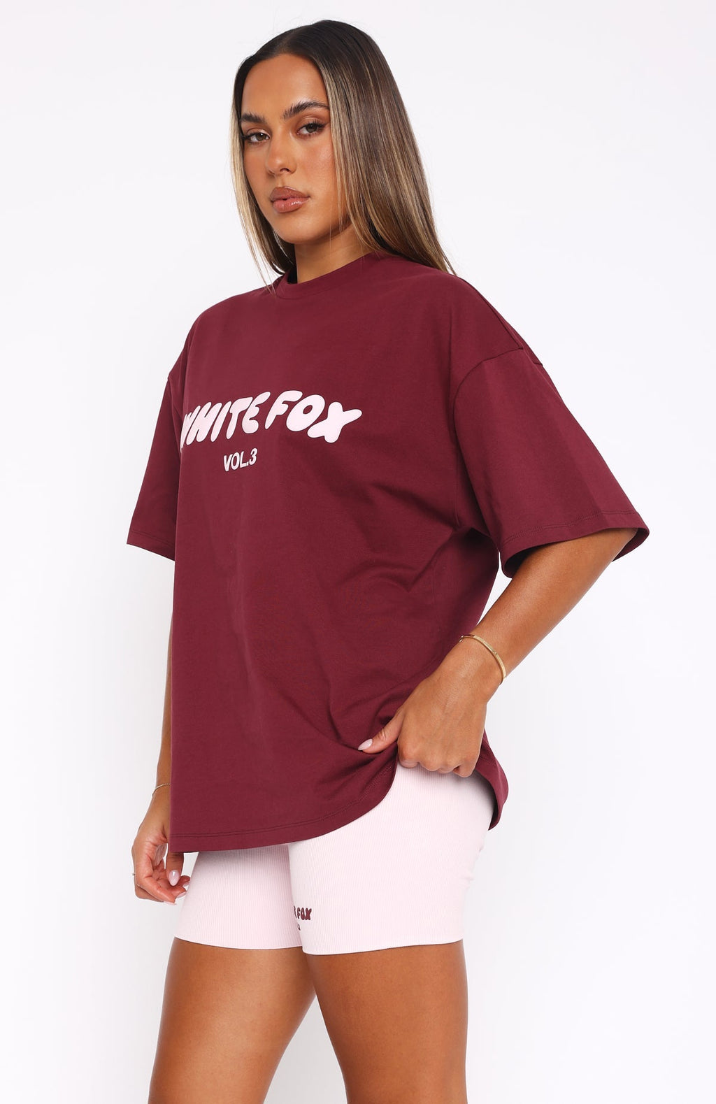 White Fox Offstage Oversized Tee Red Velvet