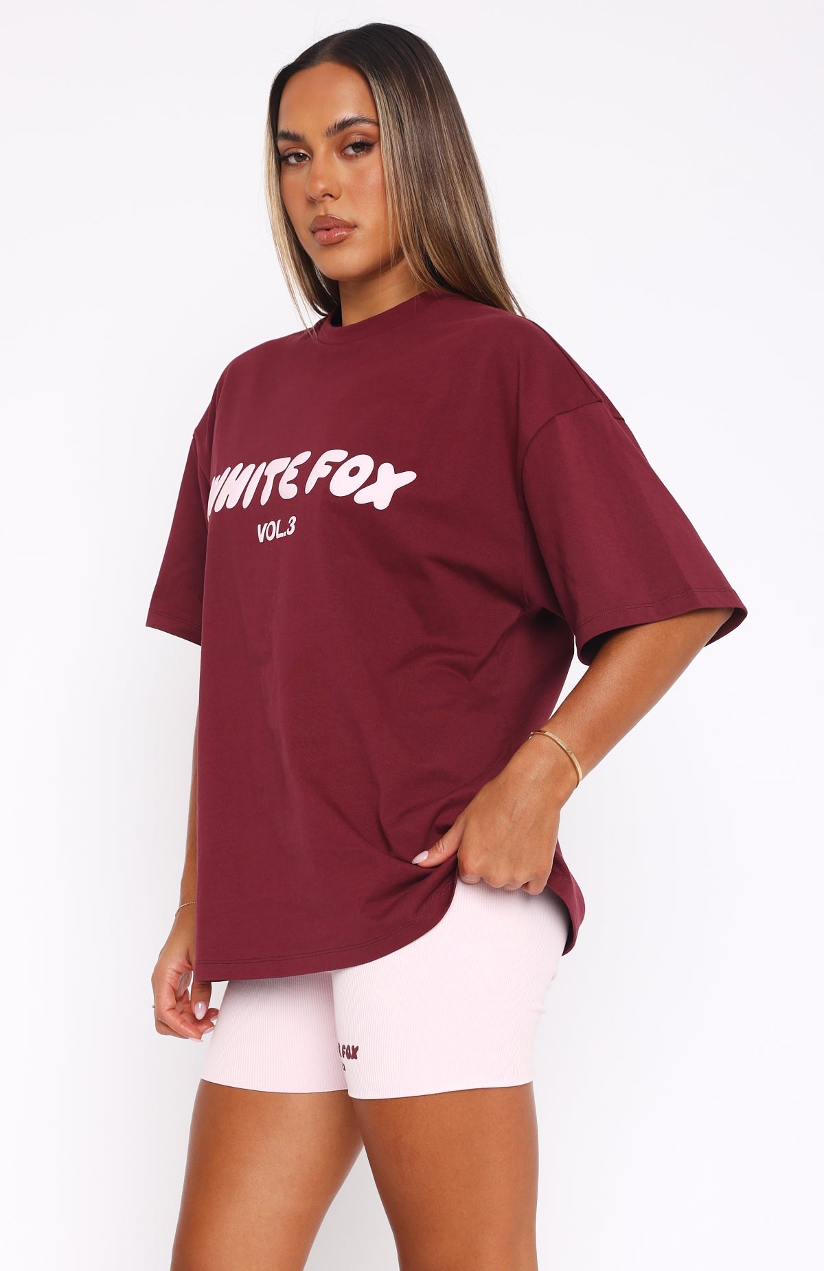 White Fox Offstage Oversized Tee Red Velvet