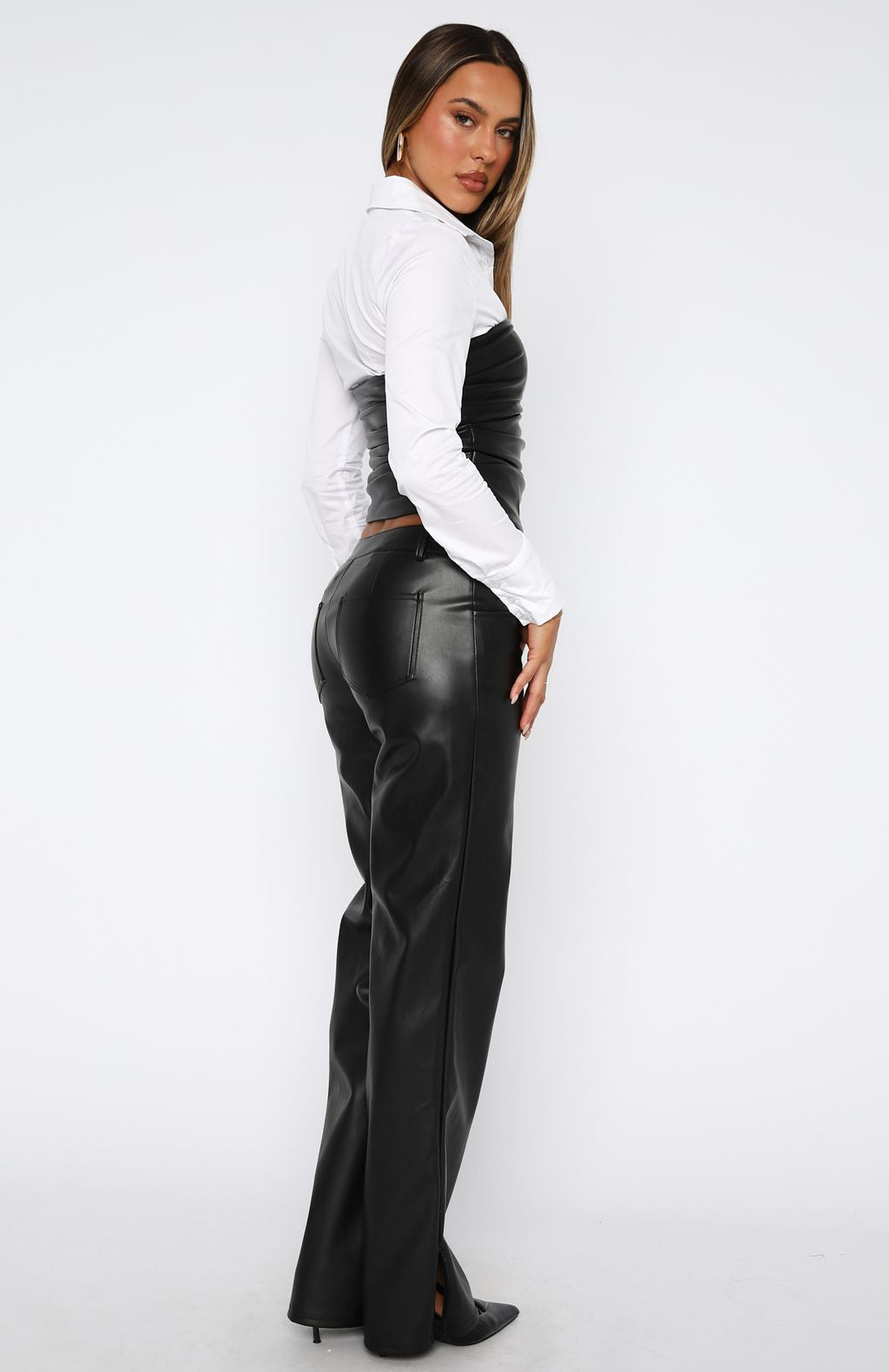 White Fox Hopeful For Today PU Pants Black