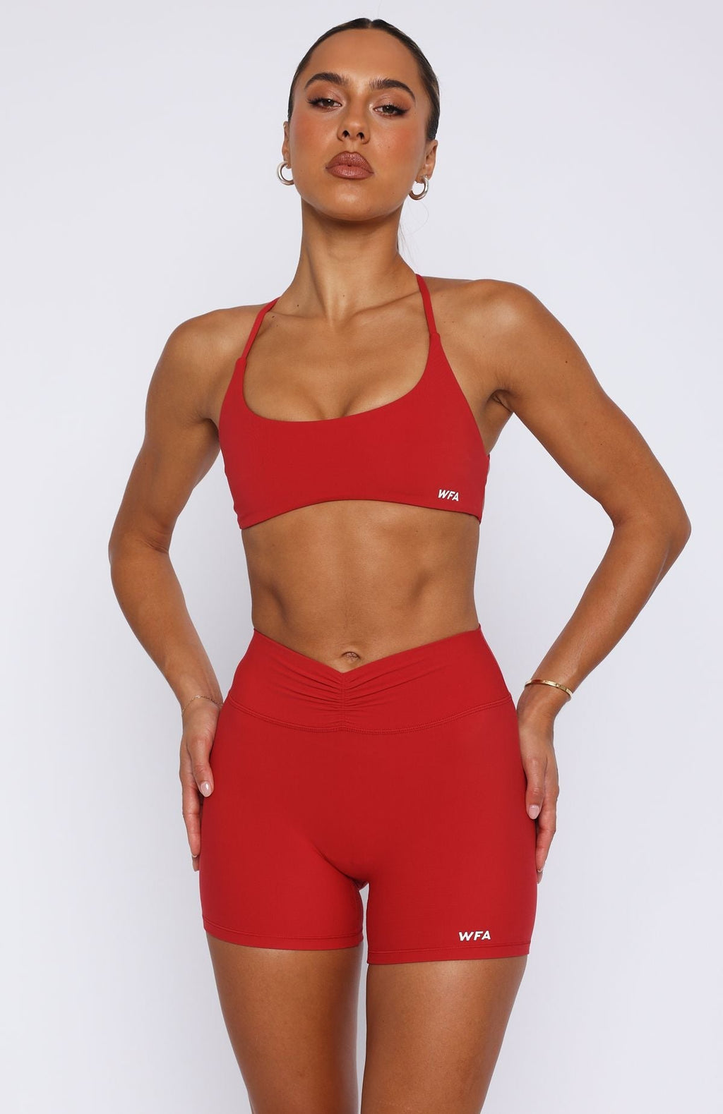 White Fox Radiate High Waisted Shorts Cherry Red