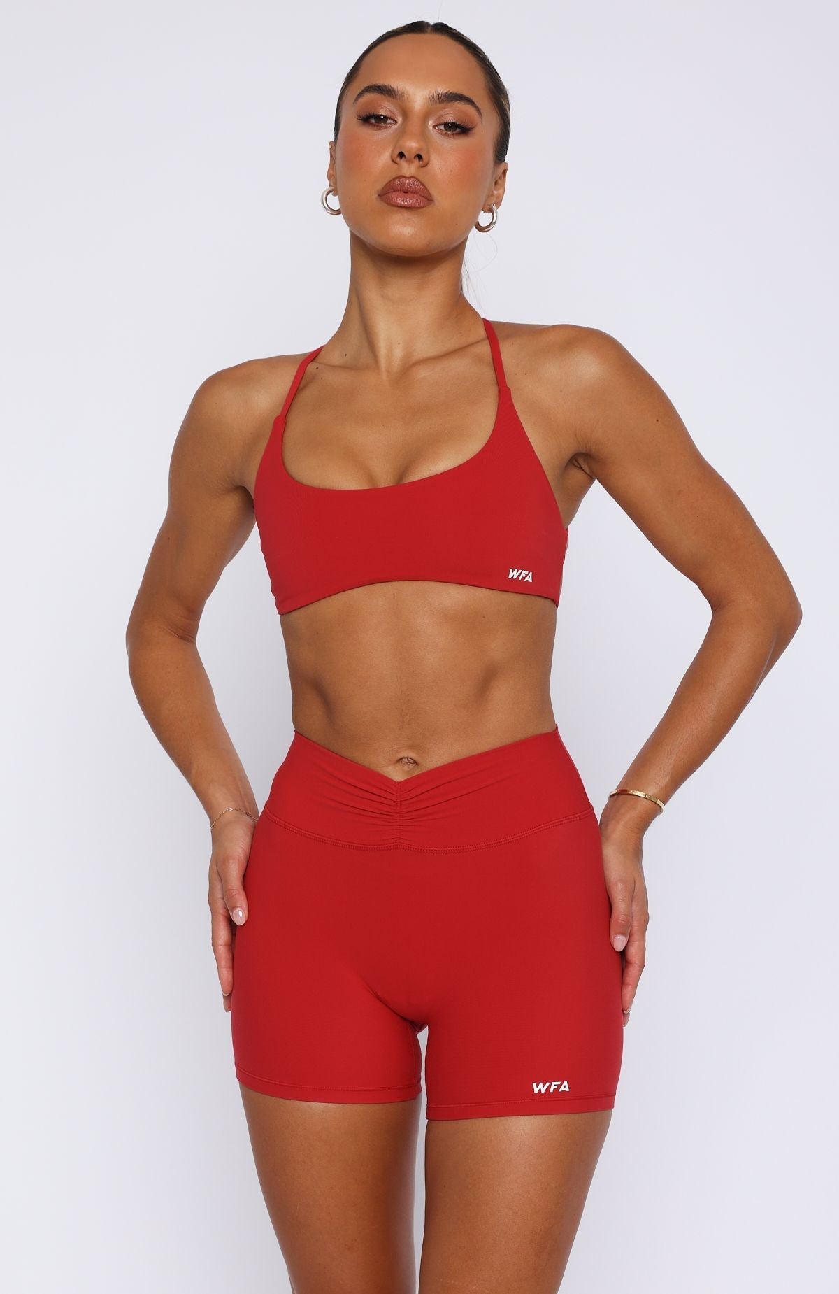 White Fox Radiate High Waisted Shorts Cherry Red