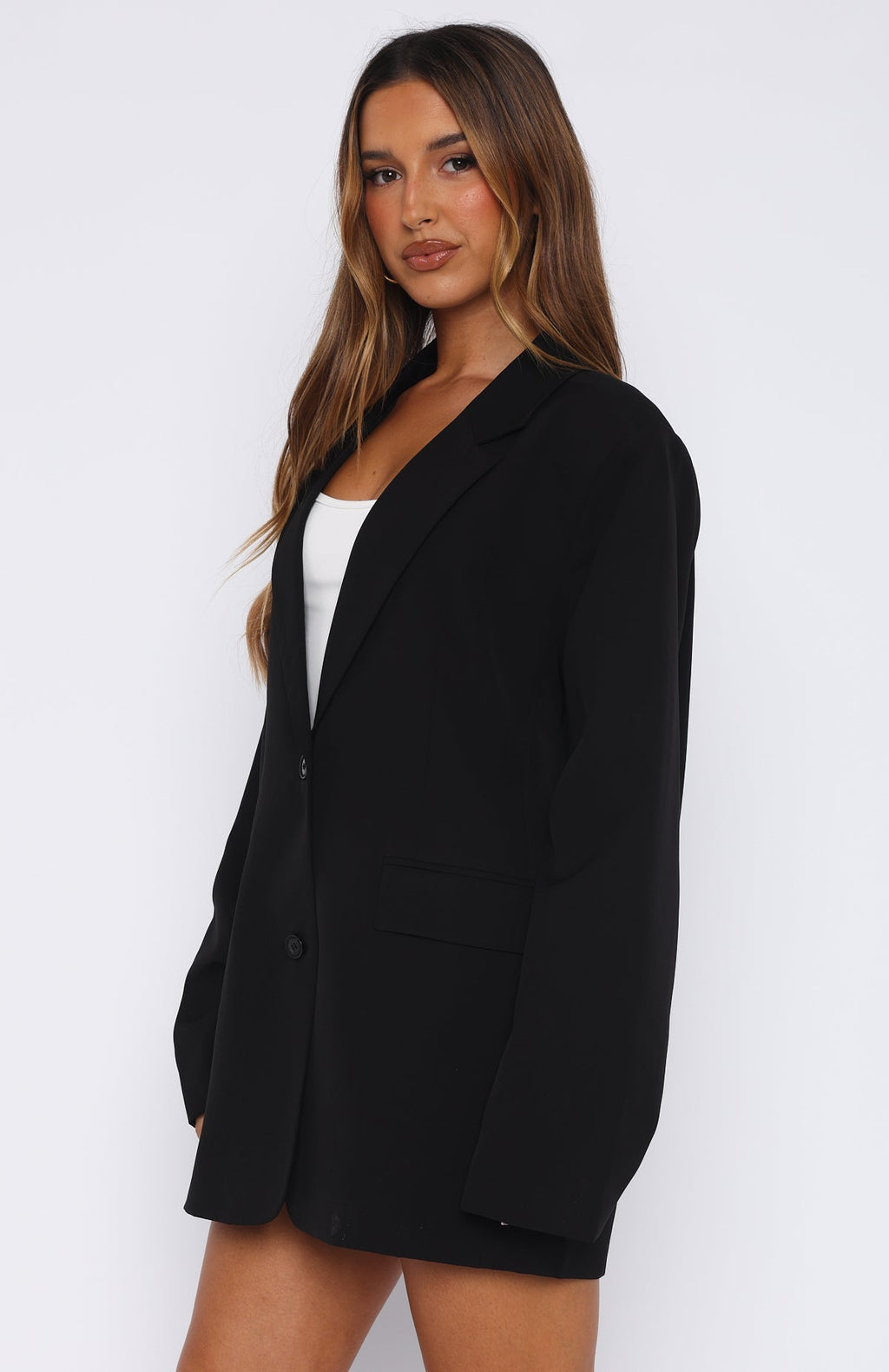 White Fox Catch Me Now Oversized Blazer Black