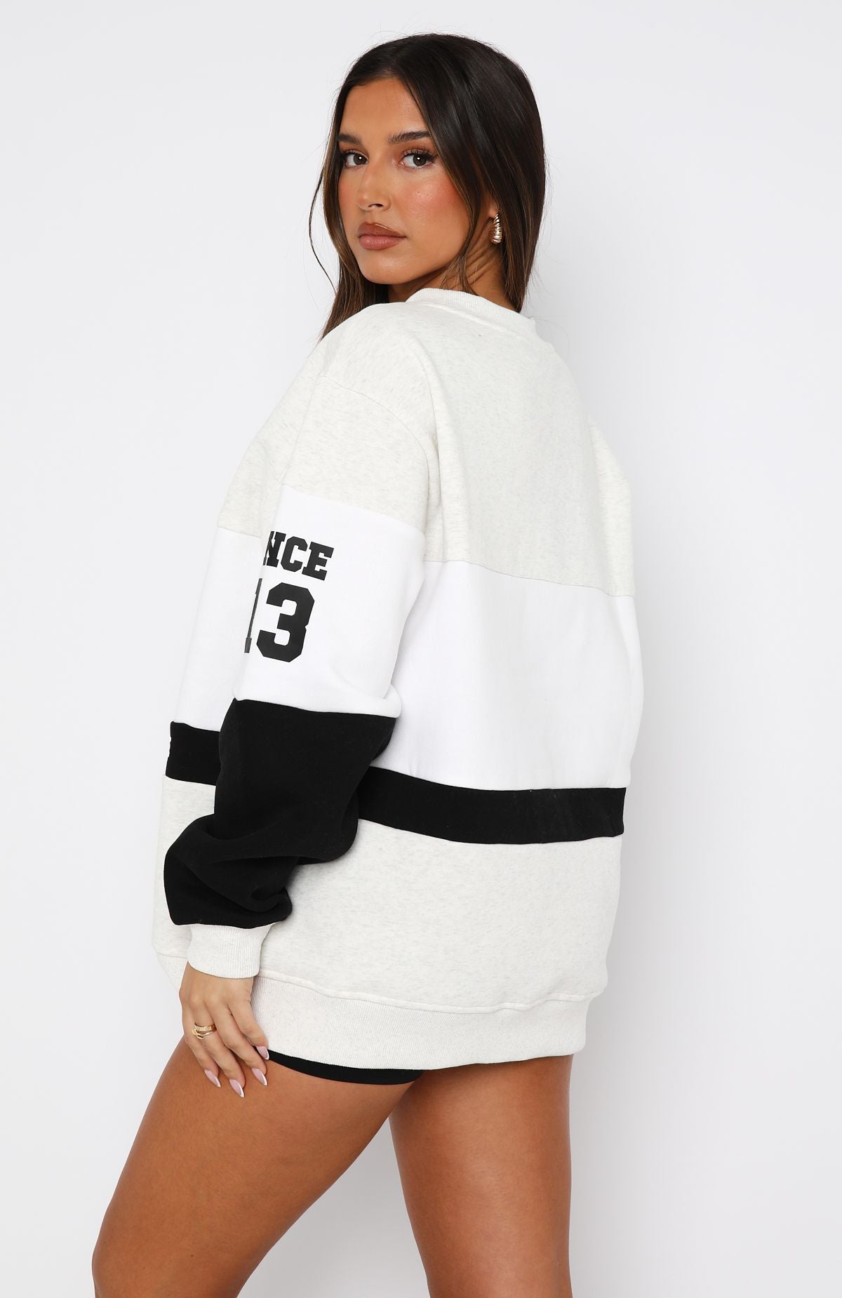 White Fox Latest And Greatest Oversized Sweater Grey Marle/Black