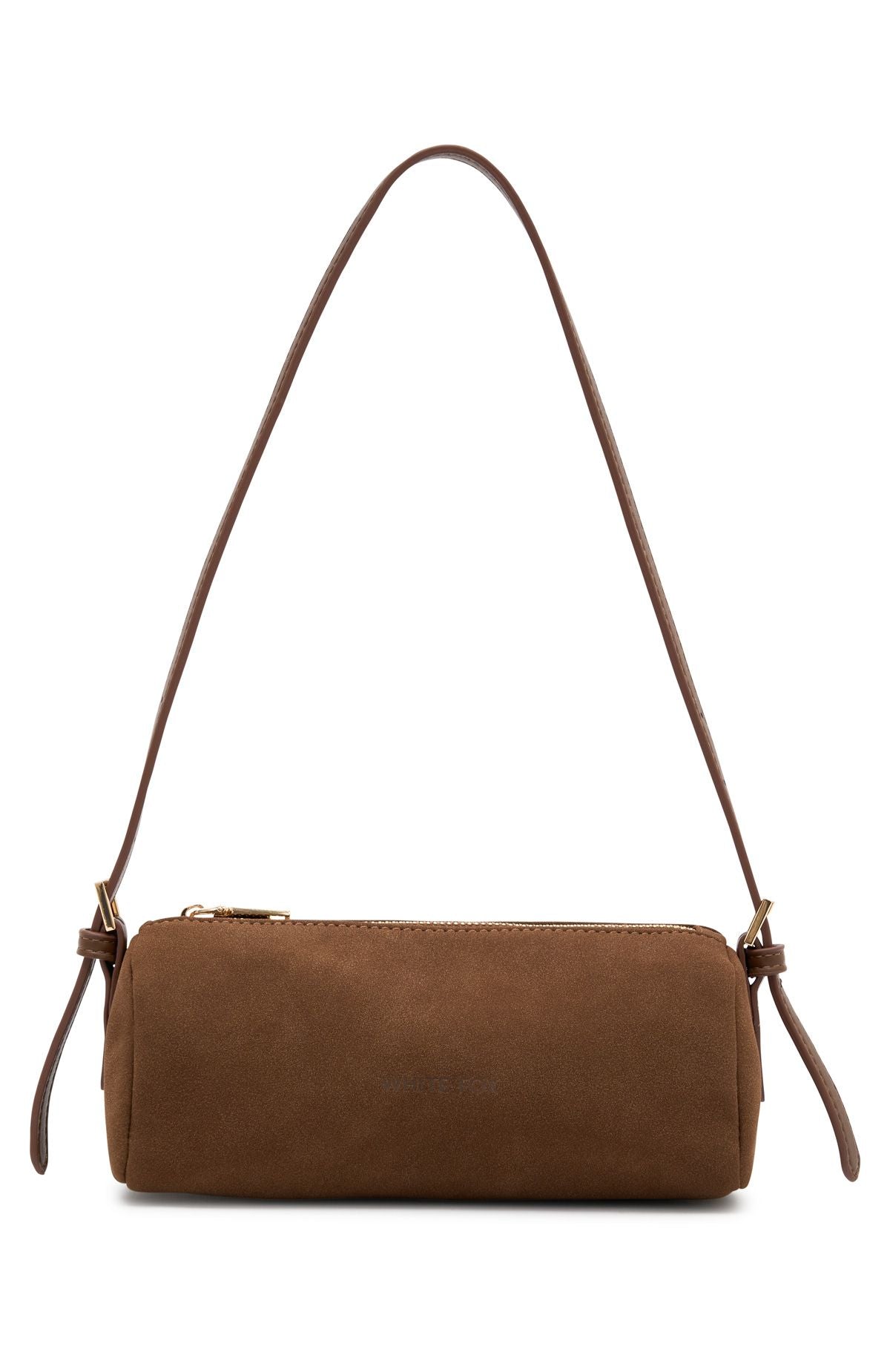 White Fox Gannon Shoulder Bag Chocolate Faux Suede