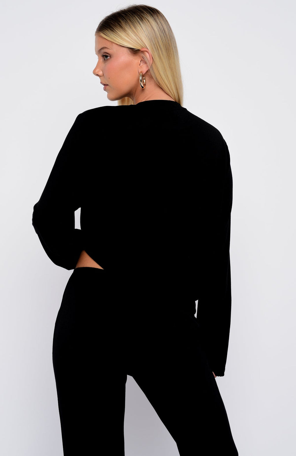 White Fox Slow Life Long Sleeve Pyjama Top Black