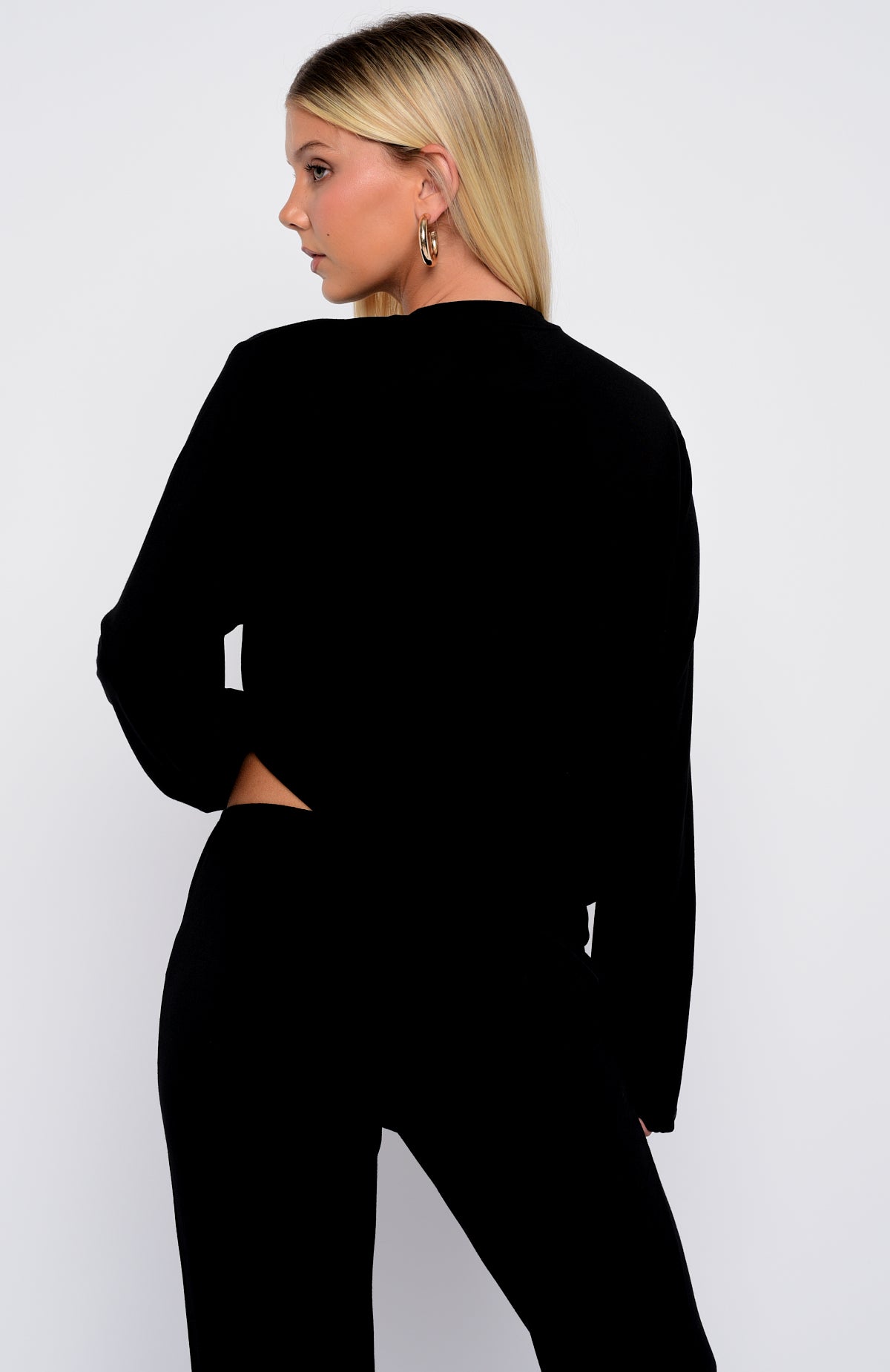 White Fox Slow Life Long Sleeve Pyjama Top Black