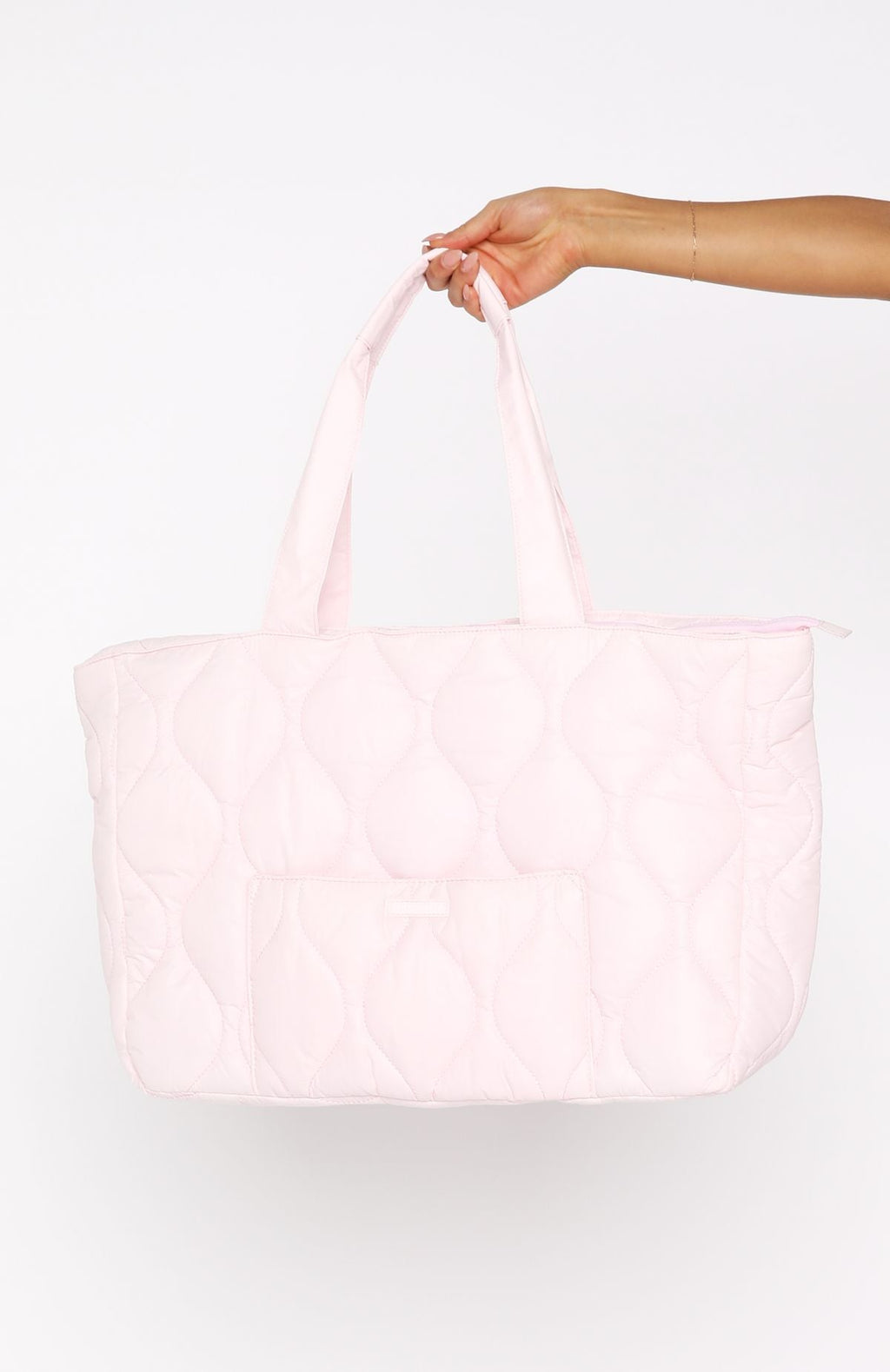 White Fox Always Moving Quilted Tote Bag Ballet Pink