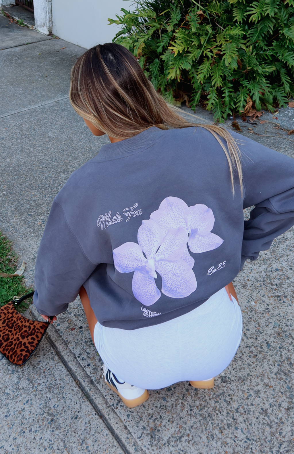 White Fox With Love Forever Oversized Sweater Volcanic