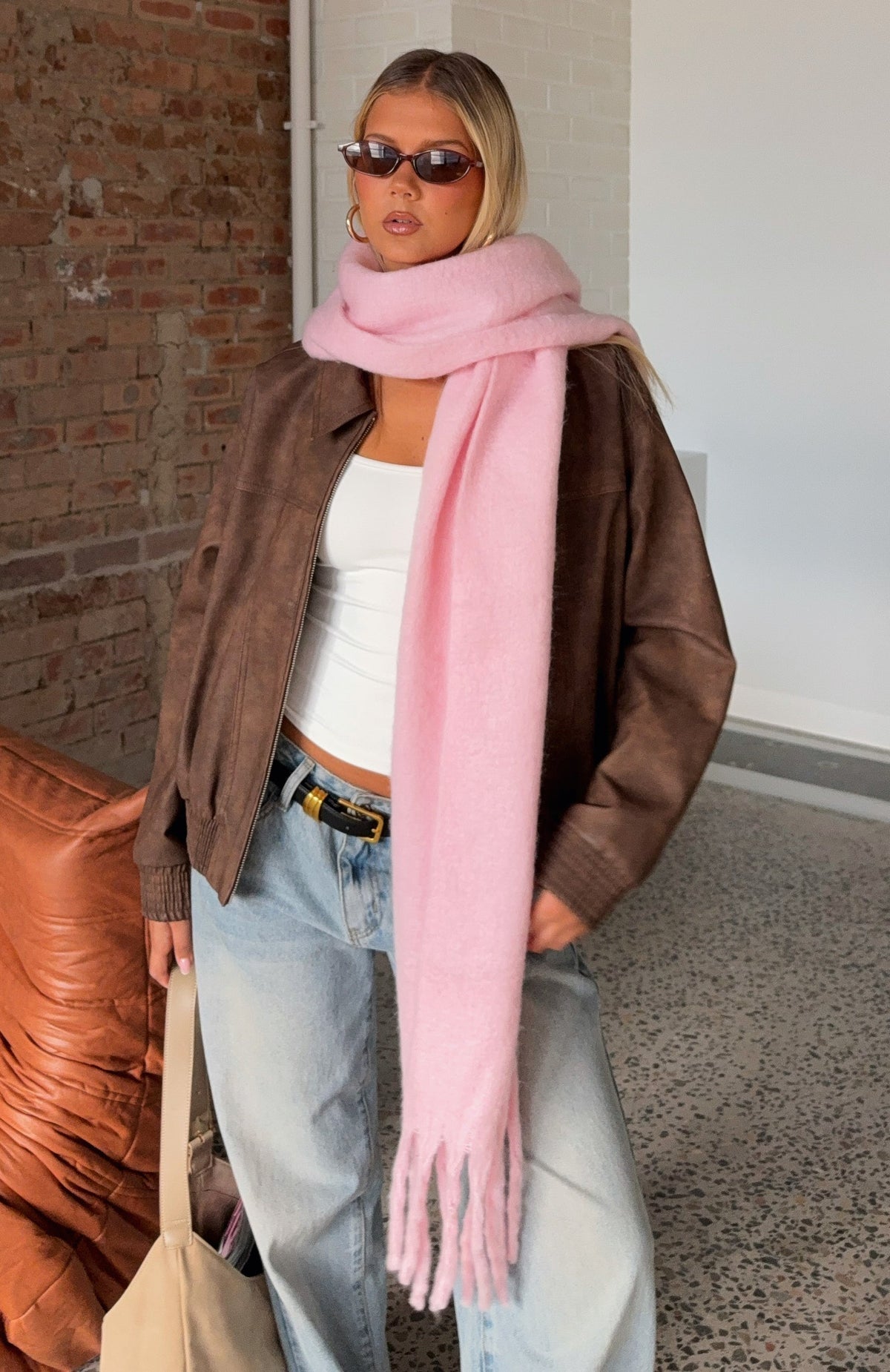 White Fox Luna Scarf Baby Pink