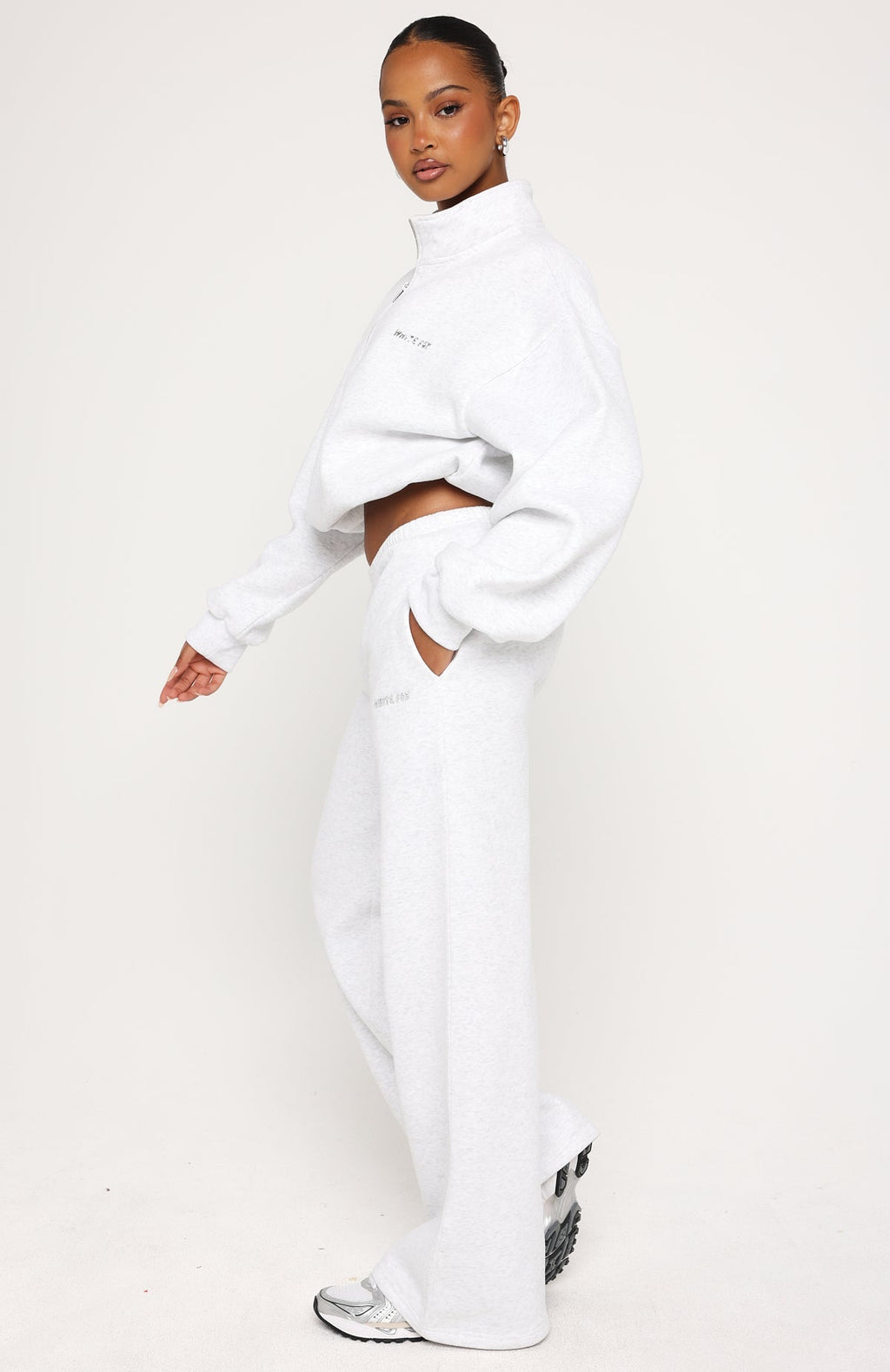 White Fox Test Drive Wide Leg Sweatpants Grey Marle