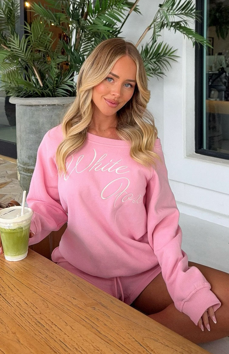 White Fox Lucky Thirteen Elsa Off Shoulder Sweater Candy Pink
