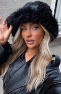 White Fox Trixie Faux Fur Hat Black