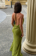 White Fox Slow Dancer Beaded Maxi Dress Green Tea