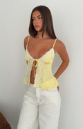 White Fox Cutesy Girl Satin Cami Top Lemon