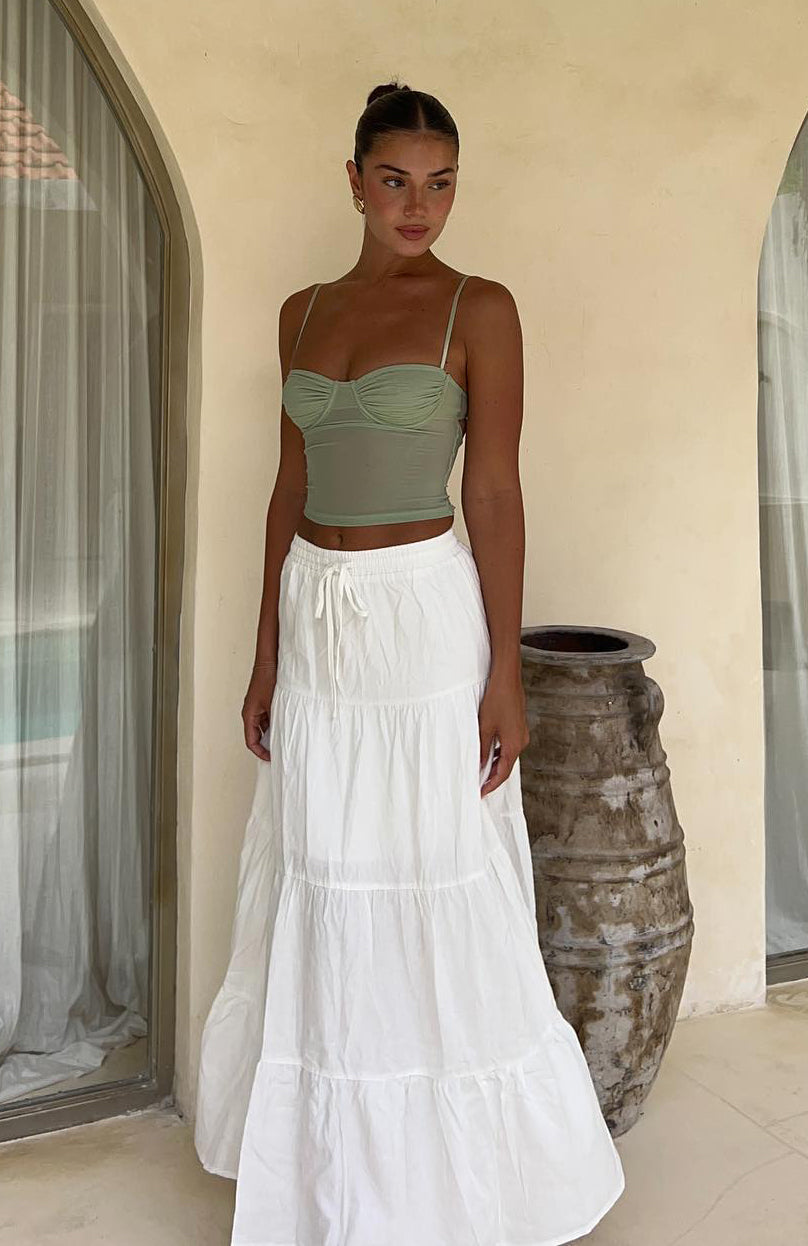 White Fox In That Moment Maxi Skirt White