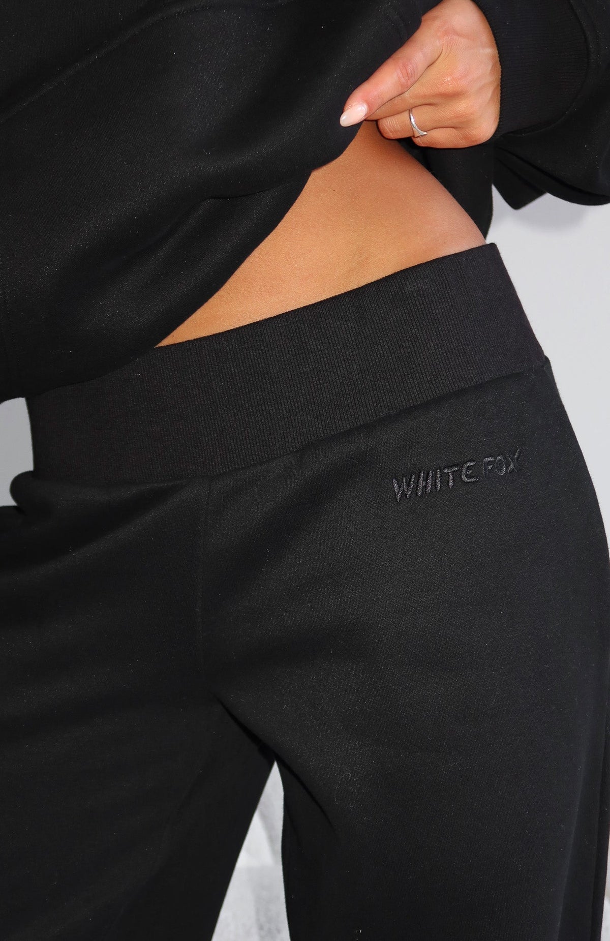 White Fox Come A Long Way Wide Leg Sweatpants Black