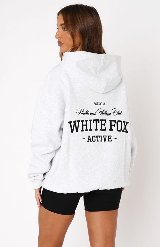 White Fox Taking Sides Oversized Hoodie Grey Marle