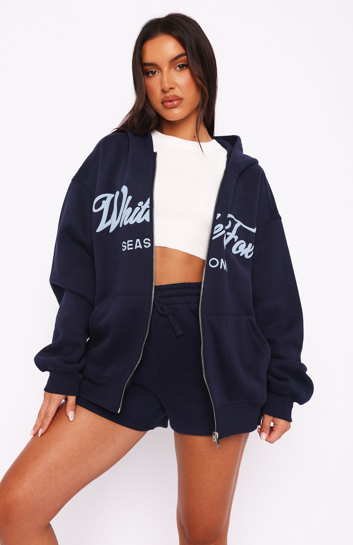 White Fox Season 7 Zip Front Hoodie Deep Sea