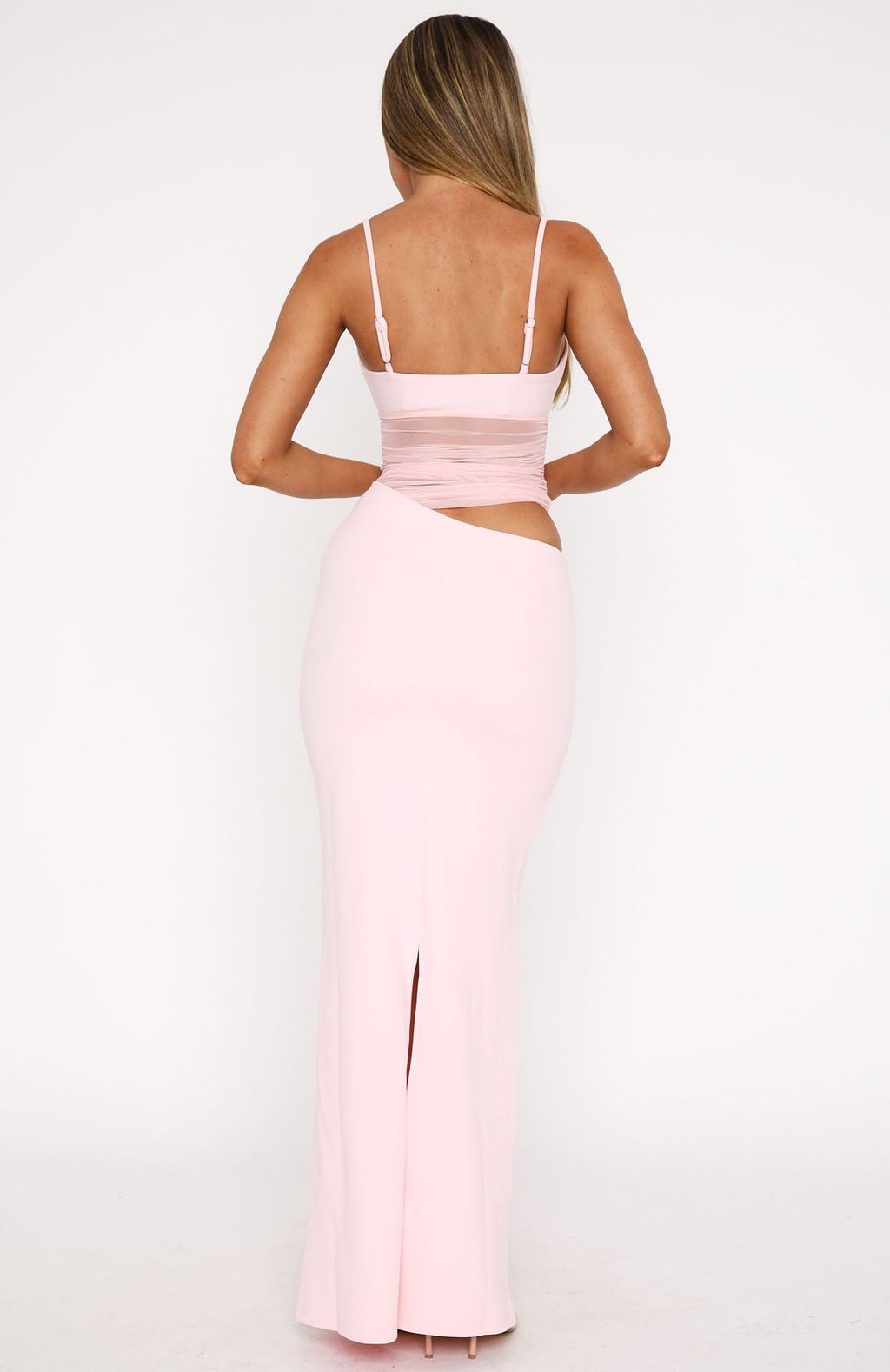 White Fox Call Me Up Maxi Dress Baby Pink