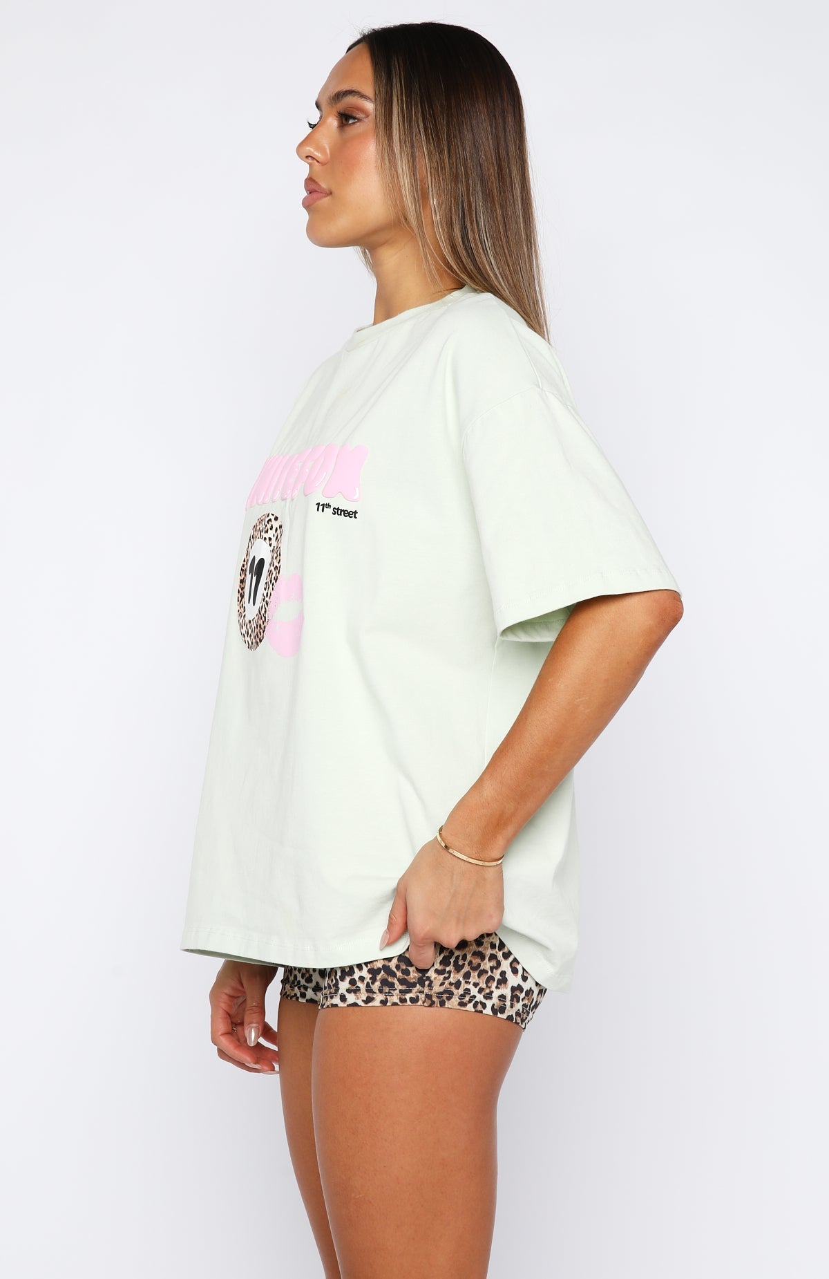 White Fox 11th Street Concrete Jungle Oversized Tee Iced Matcha